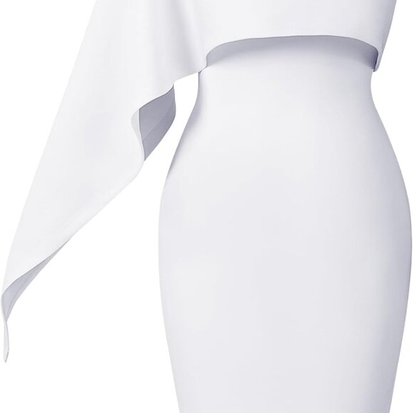 Dresses & Skirts - Women's One Shoulder Ruffle Bodycon Midi Dress Polyester for Parties